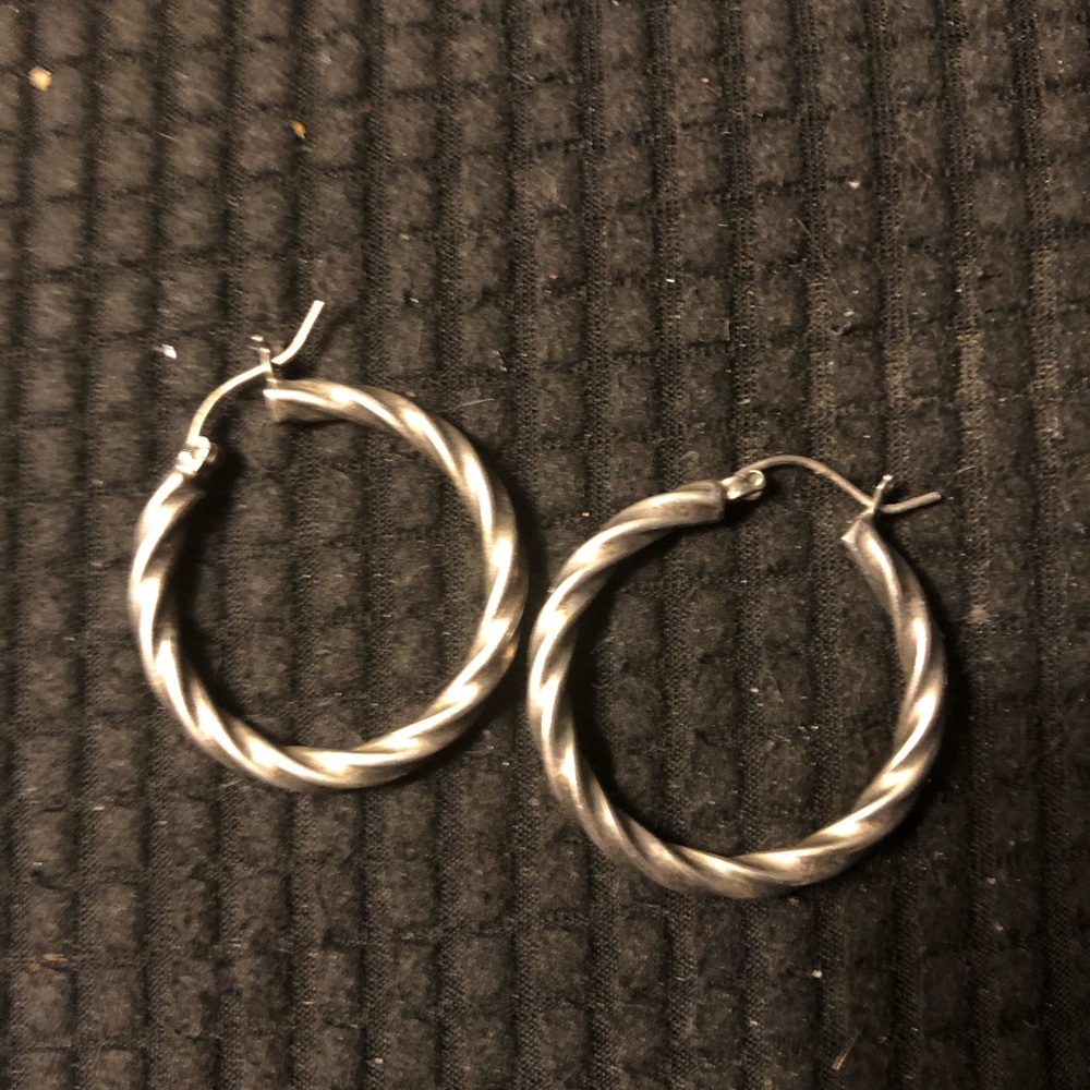 Large Solid Silver Spiral Loop Earrings - 676 $30 or $25 w/offer